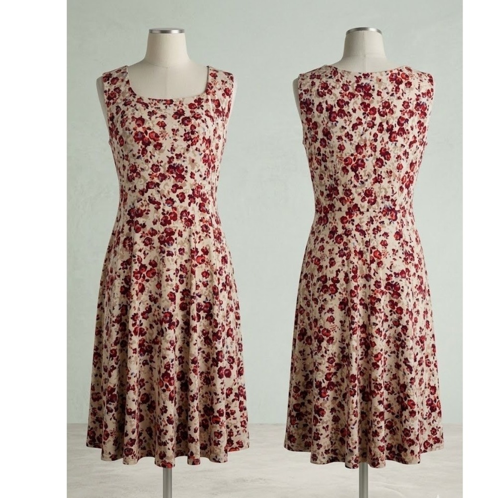 Marybelle 2X Floral Fit & Flare Jersey Midi Dress Cottagecore Plus Size‎